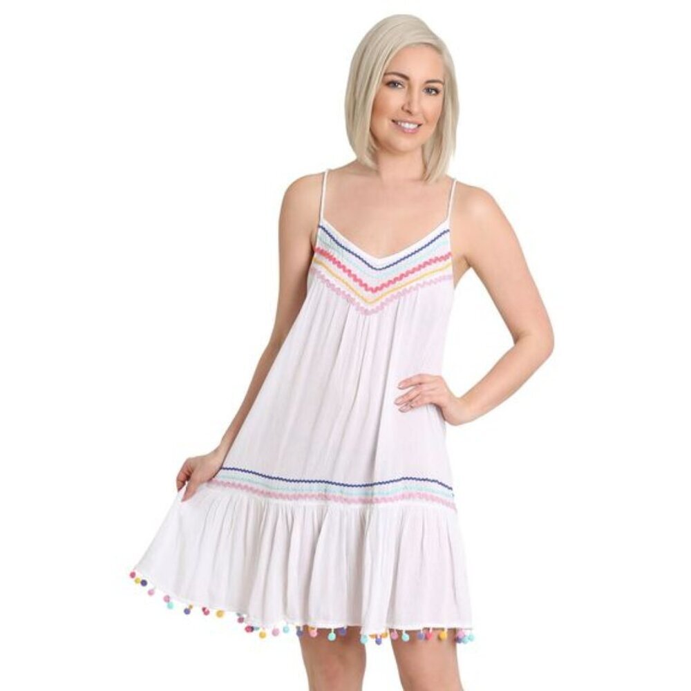 NANETTE LEPORE SELINA POM POM COVER UP DRESS SMALL